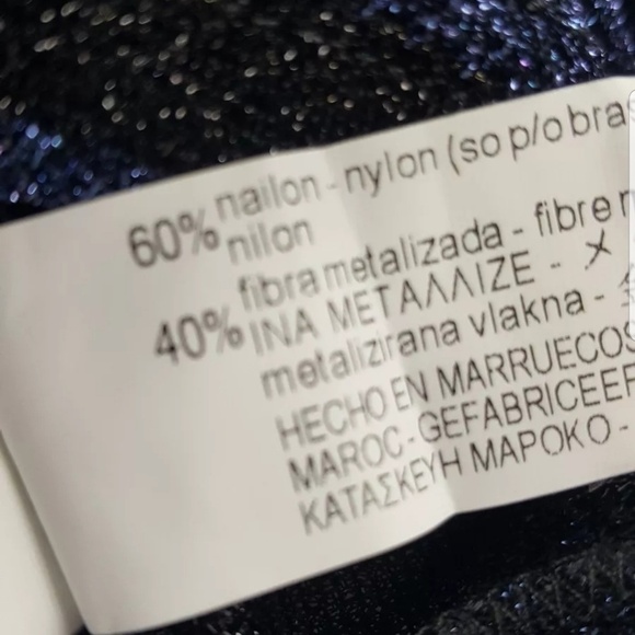 Zara Frill Metallic V-neck Stripe Sheer Blouse M - Picture 8 of 8